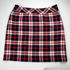 Talbots Red‎ Navy Plaid Wool Blend Skirt – Size 10P